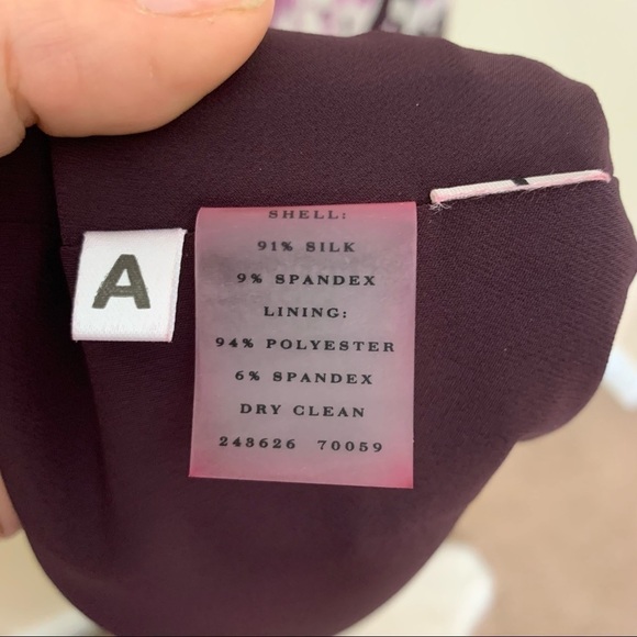 [Ann Taylor] Square Neck Sleeveless Purple Floral Print Silk Dress - Picture 8 of 10